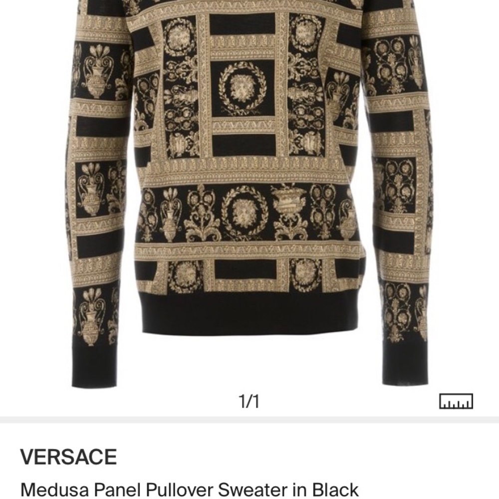 ISO Versace Medusa Panel Mens Pullover Sweater XL - Picture 3 of 3